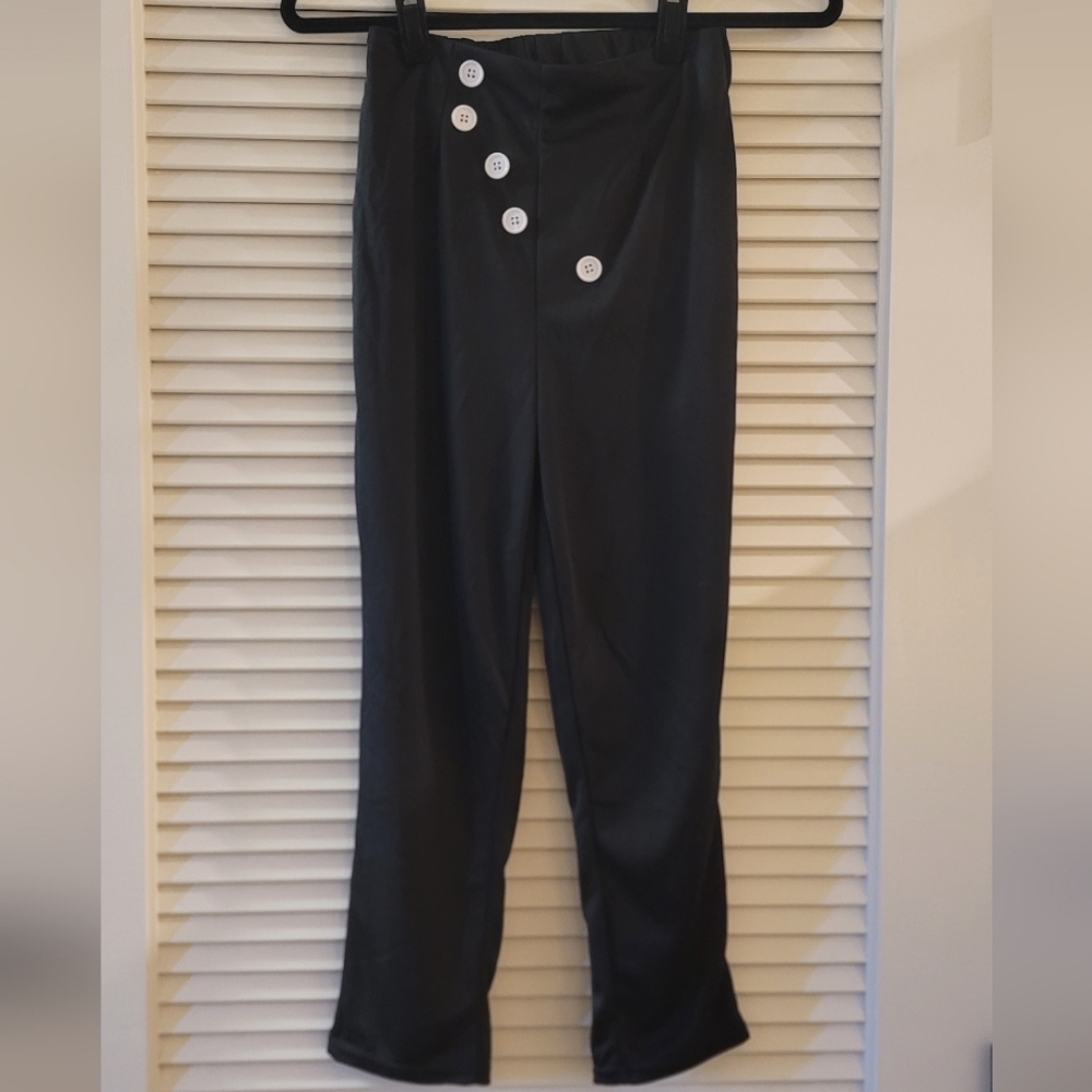 Kids' White Halloween Costume Pants With Large Faux White Buttons
